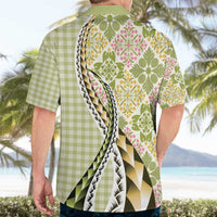 Aloha Vintage Palaka Floral Hawaiian Quilt Hawaiian Shirt Omaomao Motif - Polynesian Pride