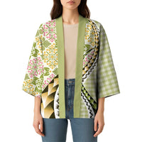 Aloha Vintage Palaka Floral Hawaiian Quilt Kimono Omaomao Motif - Polynesian Pride