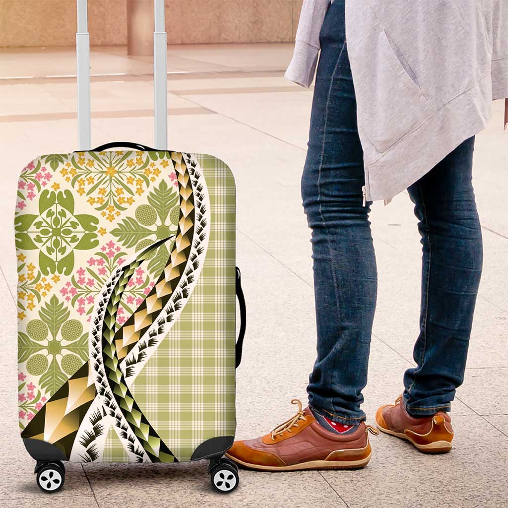 Aloha Vintage Palaka Floral Hawaiian Quilt Luggage Cover Omaomao Motif - Polynesian Pride