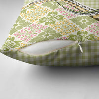 Aloha Vintage Palaka Floral Hawaiian Quilt Pillow Cover Omaomao Motif - Polynesian Pride