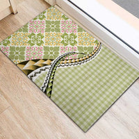 Aloha Vintage Palaka Floral Hawaiian Quilt Rubber Doormat Omaomao Motif - Polynesian Pride