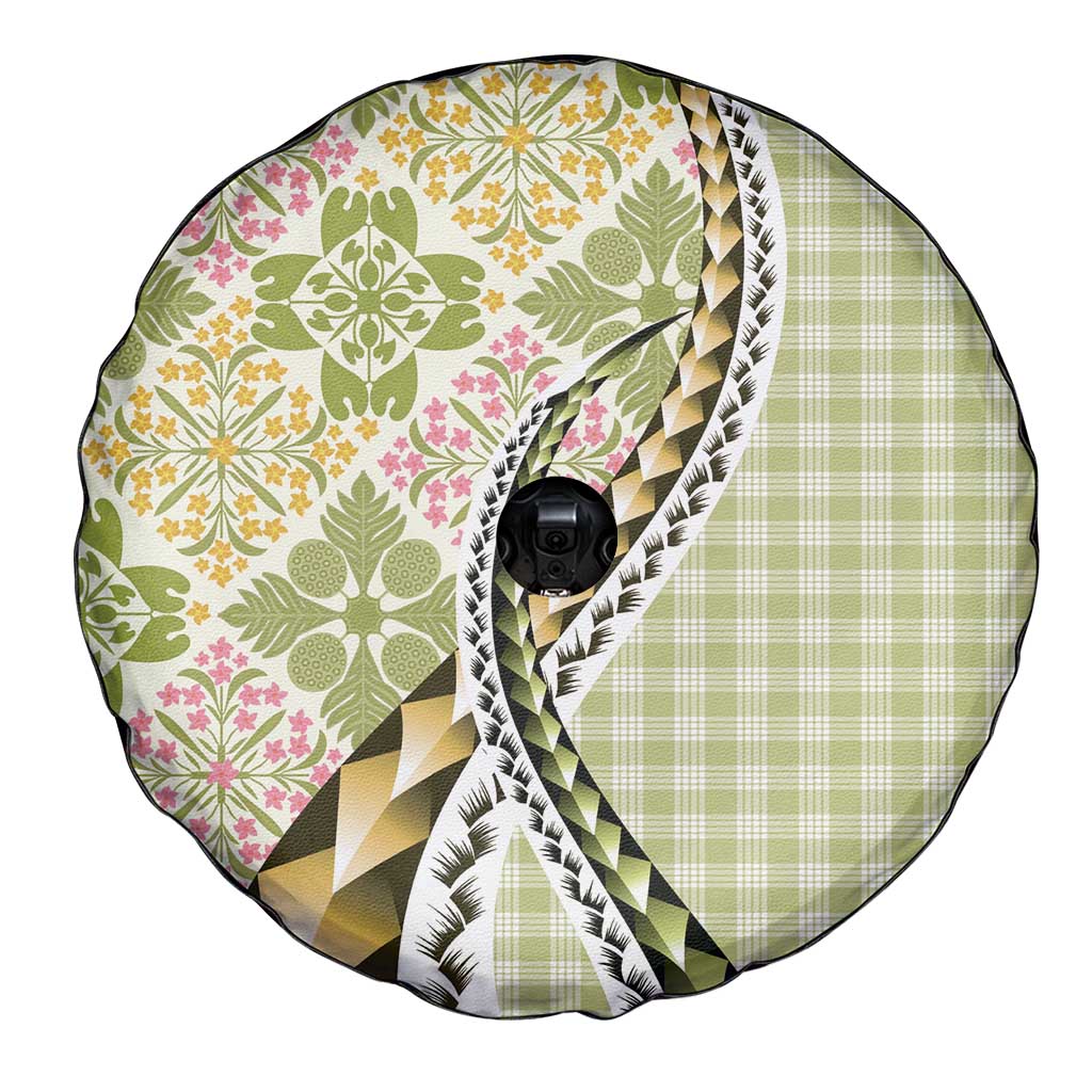 Aloha Vintage Palaka Floral Hawaiian Quilt Spare Tire Cover Omaomao Motif - Polynesian Pride