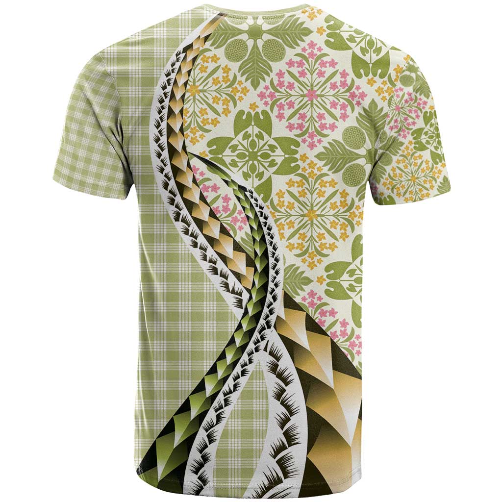 Aloha Vintage Palaka Floral Hawaiian Quilt T Shirt Omaomao Motif - Polynesian Pride