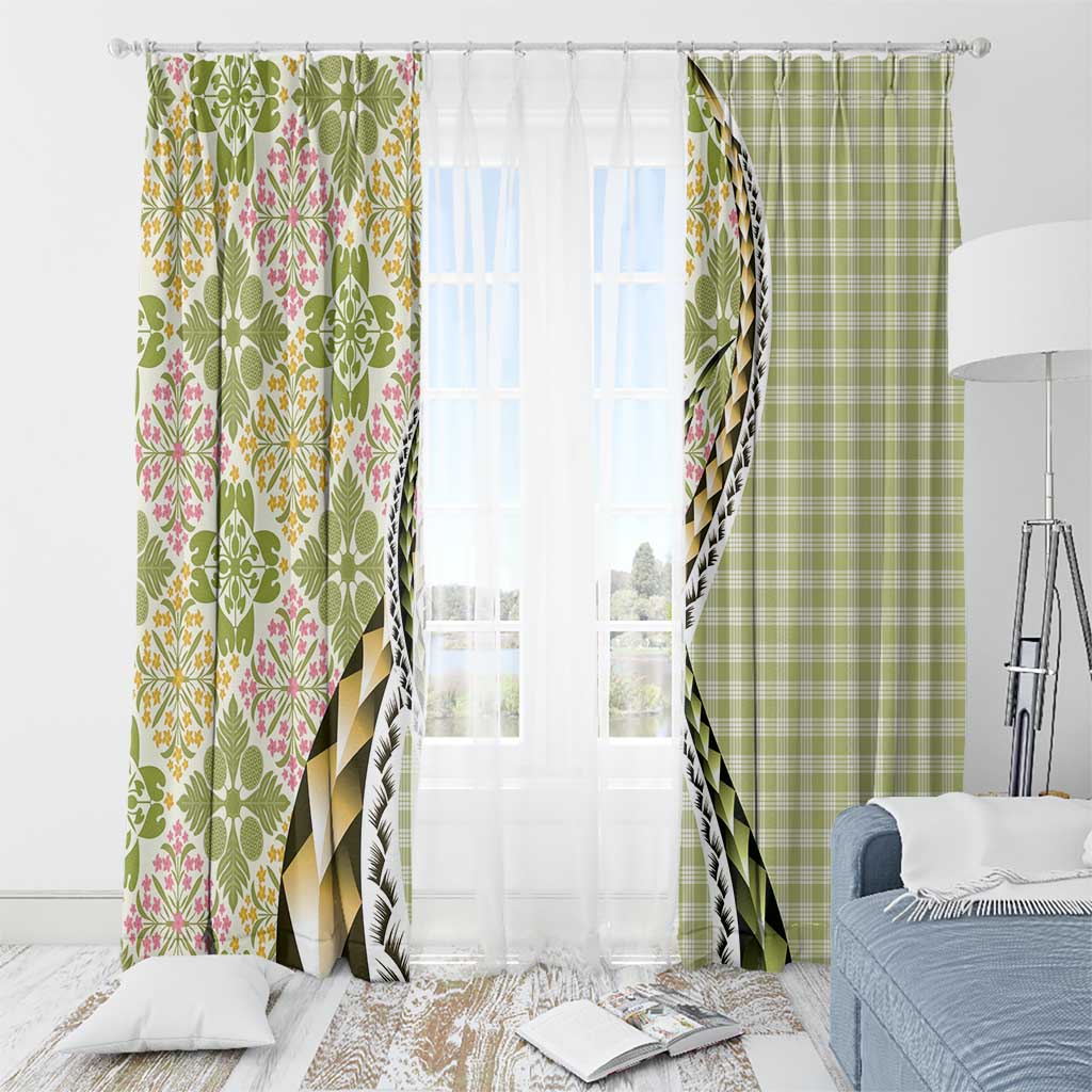 Aloha Vintage Palaka Floral Hawaiian Quilt Window Curtain Omaomao Motif - Polynesian Pride