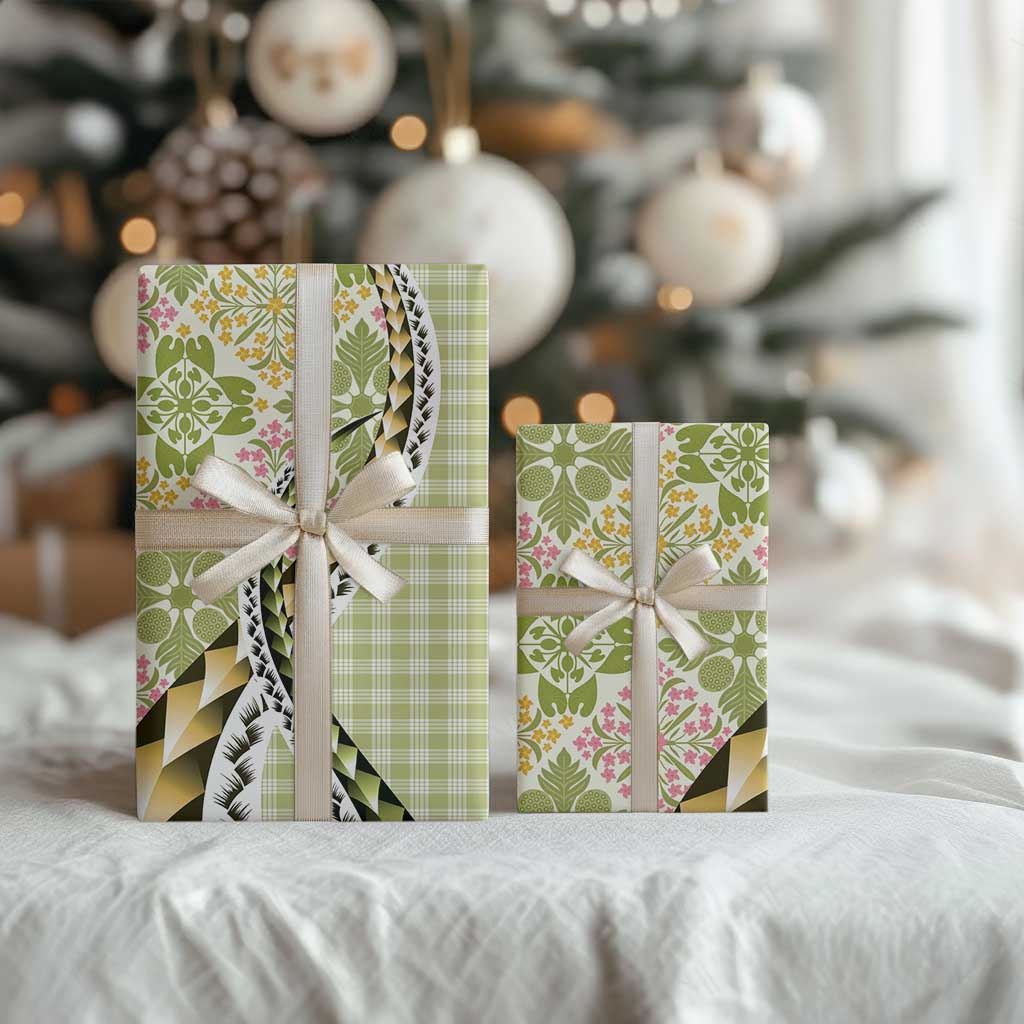 Aloha Vintage Palaka Floral Hawaiian Quilt Wrapping Paper Omaomao Motif - Polynesian Pride