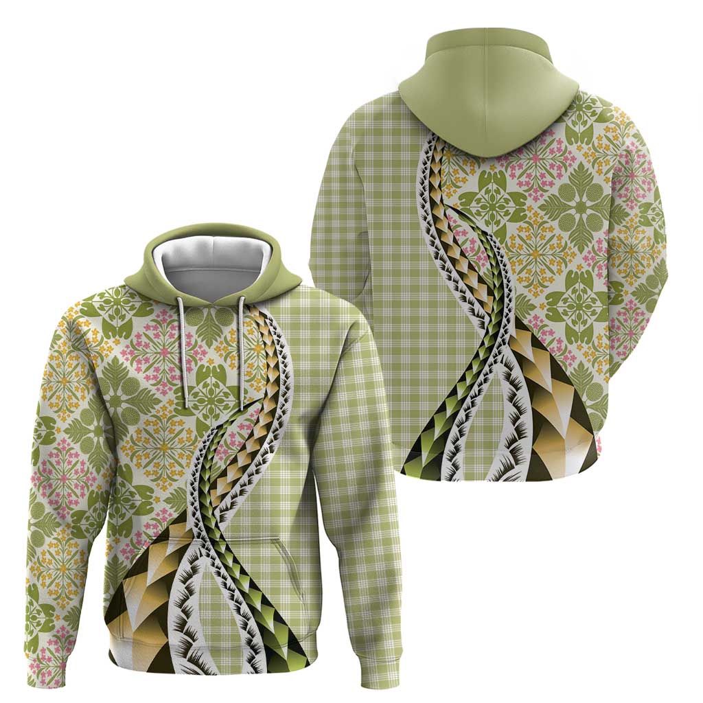 Aloha Vintage Palaka Floral Hawaiian Quilt Zip Hoodie Omaomao Motif - Polynesian Pride