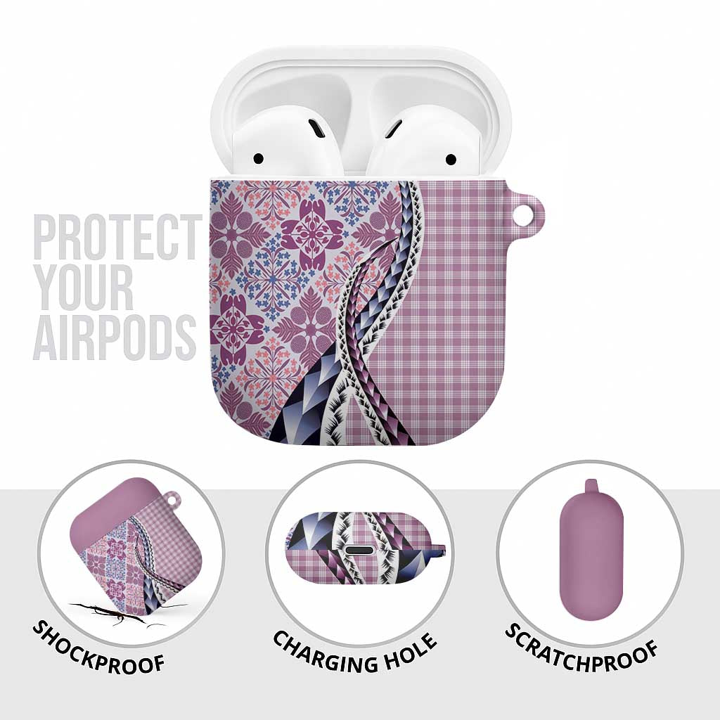 Aloha Vintage Palaka Floral Hawaiian Quilt AirPods Case Akala Motif - Polynesian Pride