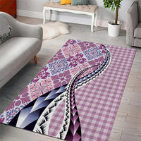 Aloha Vintage Palaka Floral Hawaiian Quilt Area Rug Akala Motif - Polynesian Pride