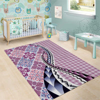 Aloha Vintage Palaka Floral Hawaiian Quilt Area Rug Akala Motif - Polynesian Pride