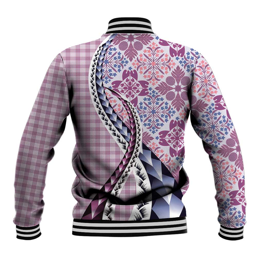 Aloha Vintage Palaka Floral Hawaiian Quilt Baseball Jacket Akala Motif - Polynesian Pride