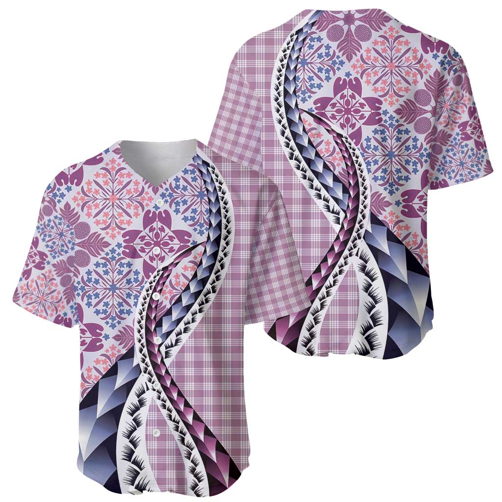 Aloha Vintage Palaka Floral Hawaiian Quilt Baseball Jersey Akala Motif - Polynesian Pride