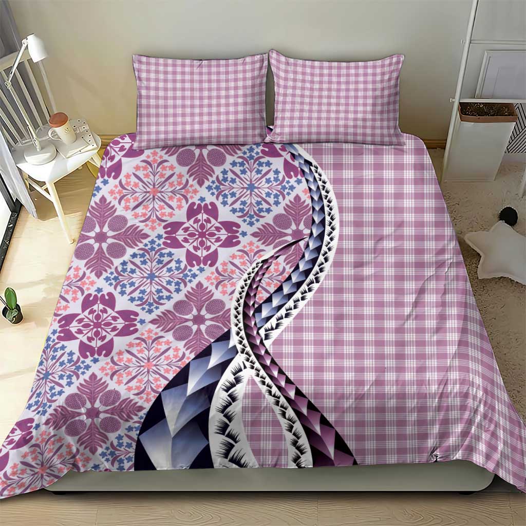 Aloha Vintage Palaka Floral Hawaiian Quilt Bedding Set Akala Motif - Polynesian Pride