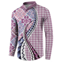 Aloha Vintage Palaka Floral Hawaiian Quilt Button Sweatshirt Akala Motif - Polynesian Pride