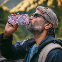 Aloha Vintage Palaka Floral Hawaiian Quilt 4 in 1 Can Cooler Tumbler Akala Motif - Polynesian Pride