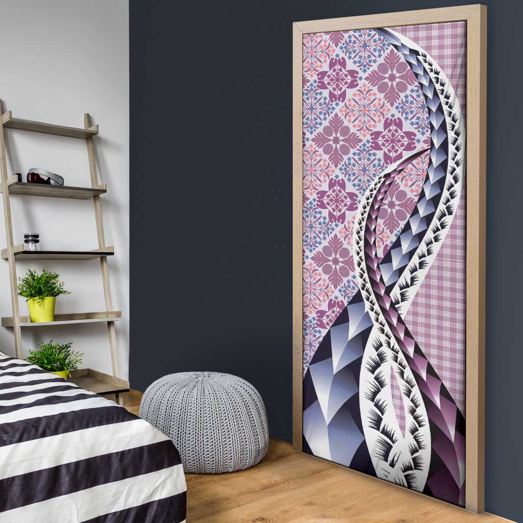 Aloha Vintage Palaka Floral Hawaiian Quilt Door Cover Akala Motif - Polynesian Pride