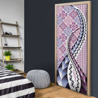 Aloha Vintage Palaka Floral Hawaiian Quilt Door Cover Akala Motif - Polynesian Pride