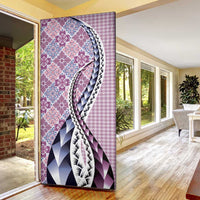 Aloha Vintage Palaka Floral Hawaiian Quilt Door Cover Akala Motif - Polynesian Pride