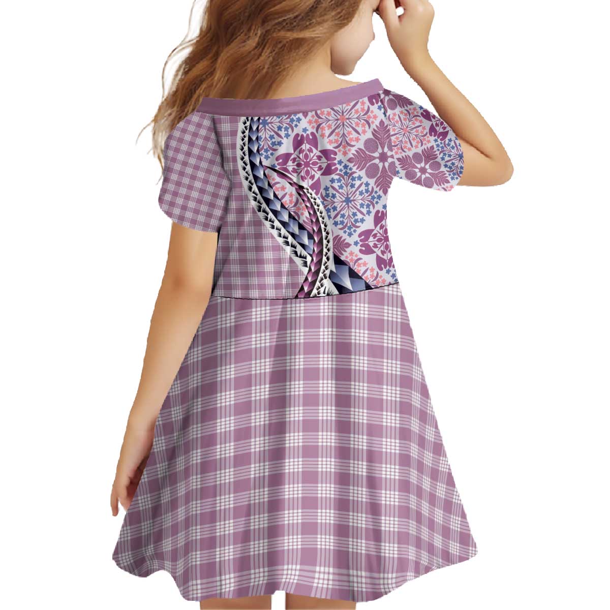 Aloha Vintage Palaka Floral Hawaiian Quilt Family Matching Off The Shoulder Long Sleeve Dress and Hawaiian Shirt Akala Motif - Polynesian Pride