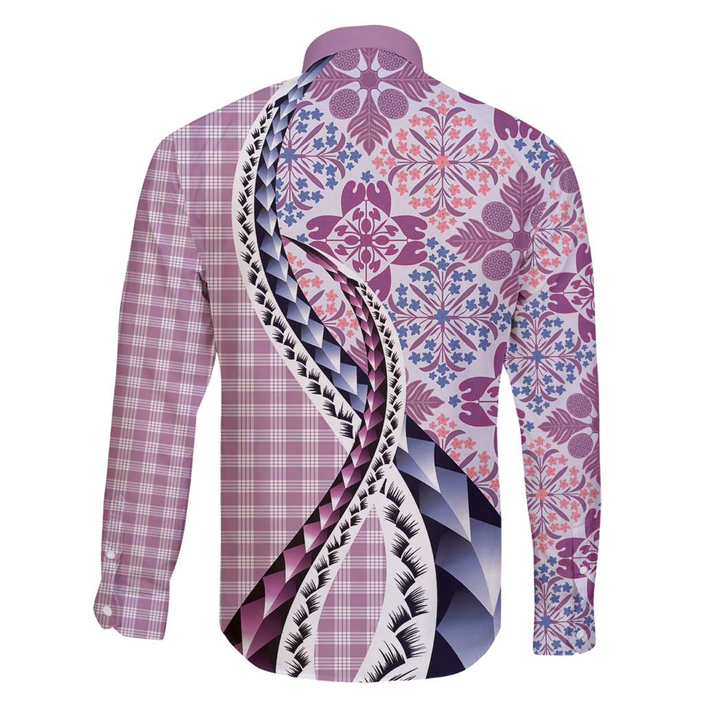 Aloha Vintage Palaka Floral Hawaiian Quilt Family Matching Off Shoulder Short Dress and Hawaiian Shirt Akala Motif - Polynesian Pride