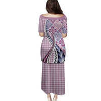 Aloha Vintage Palaka Floral Hawaiian Quilt Family Matching Puletasi and Hawaiian Shirt Akala Motif - Polynesian Pride