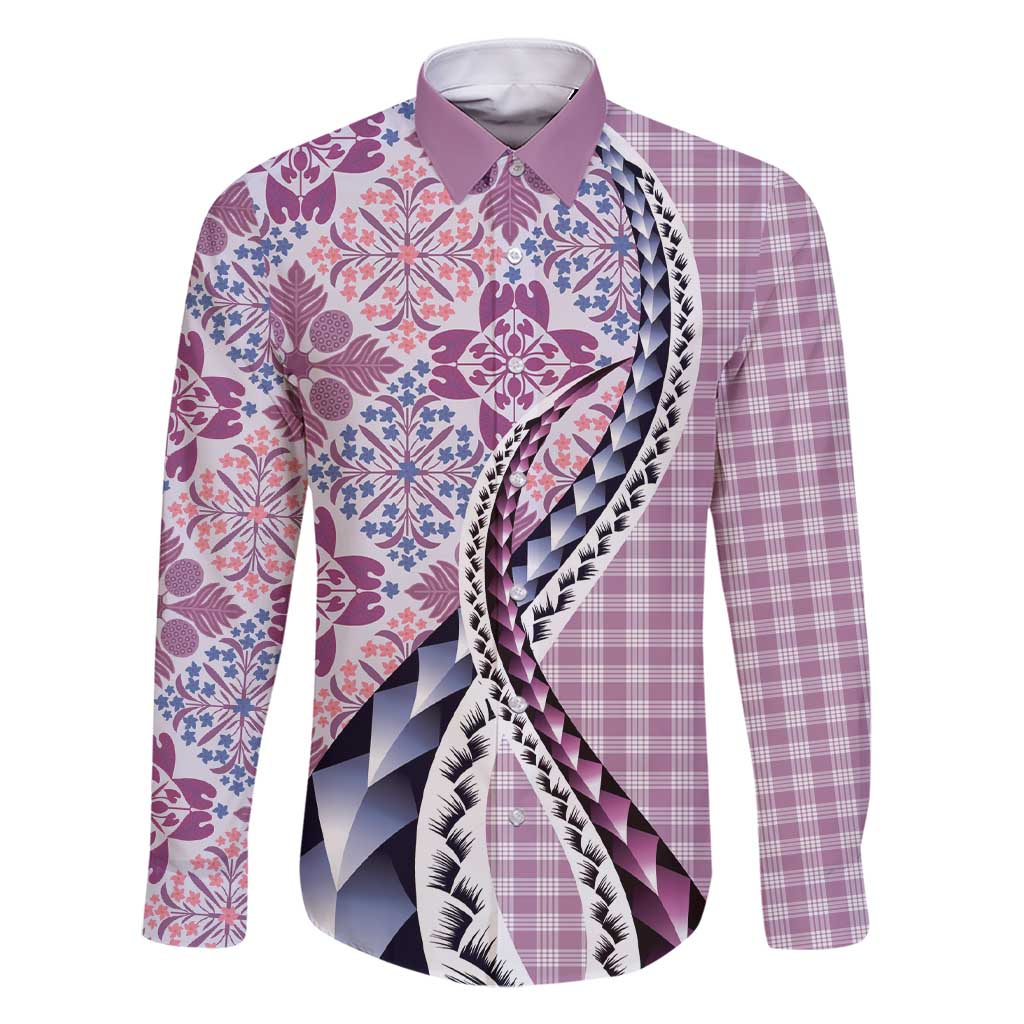 Aloha Vintage Palaka Floral Hawaiian Quilt Family Matching Short Sleeve Bodycon Dress and Hawaiian Shirt Akala Motif - Polynesian Pride