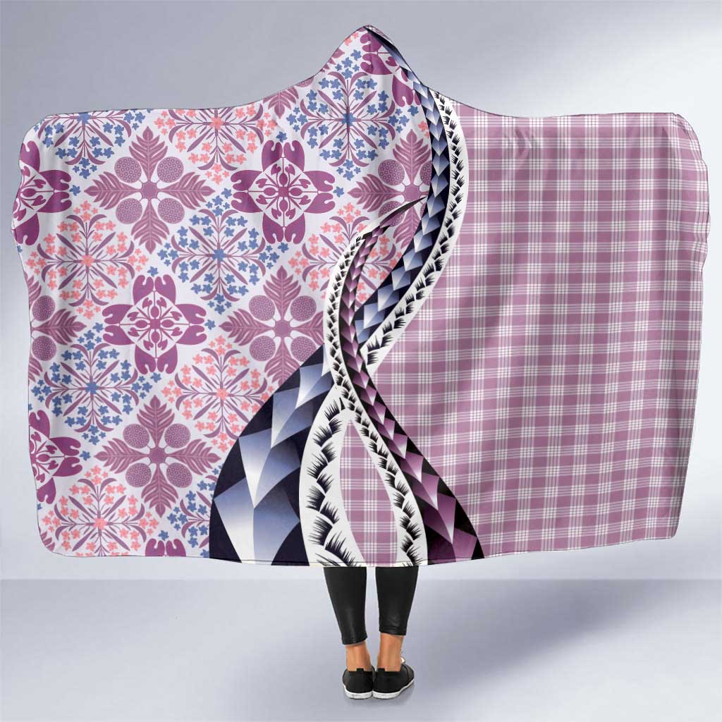 Aloha Vintage Palaka Floral Hawaiian Quilt Hooded Blanket Akala Motif - Polynesian Pride