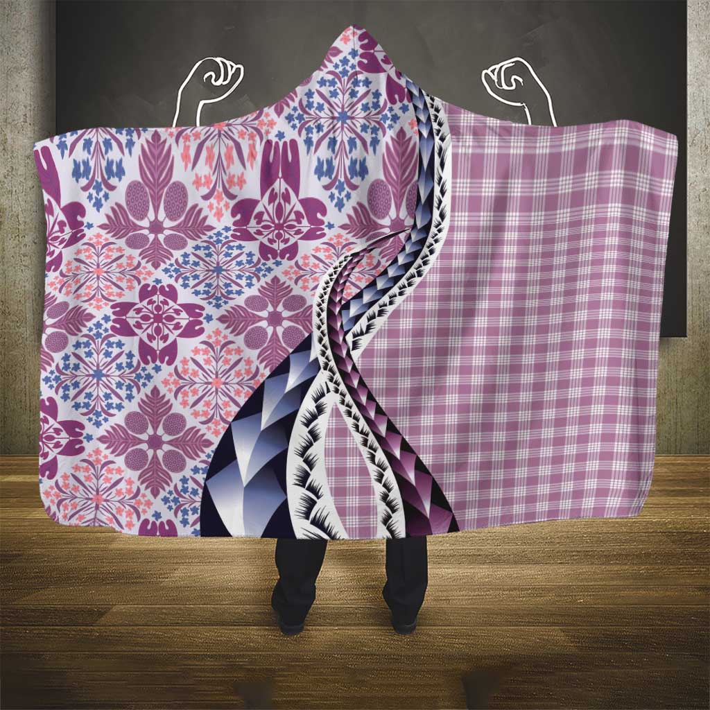 Aloha Vintage Palaka Floral Hawaiian Quilt Hooded Blanket Akala Motif - Polynesian Pride