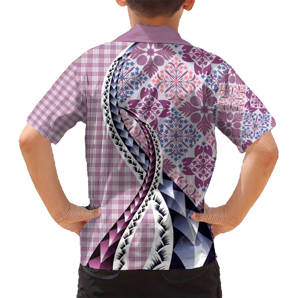 Aloha Vintage Palaka Floral Hawaiian Quilt Kid Hawaiian Shirt Akala Motif LT9 - Polynesian Pride