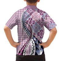 Aloha Vintage Palaka Floral Hawaiian Quilt Kid Hawaiian Shirt Akala Motif LT9 - Polynesian Pride
