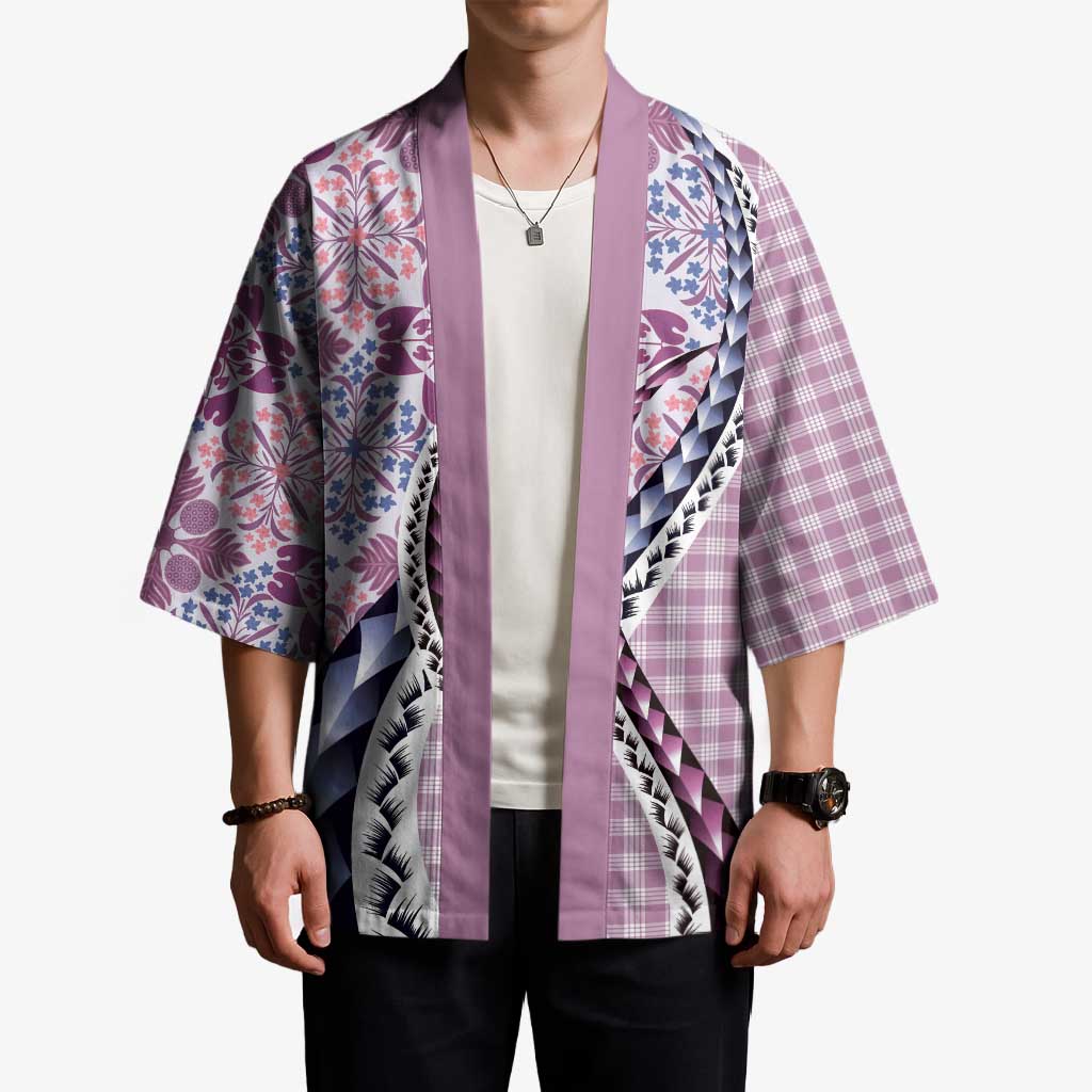 Aloha Vintage Palaka Floral Hawaiian Quilt Kimono Akala Motif - Polynesian Pride