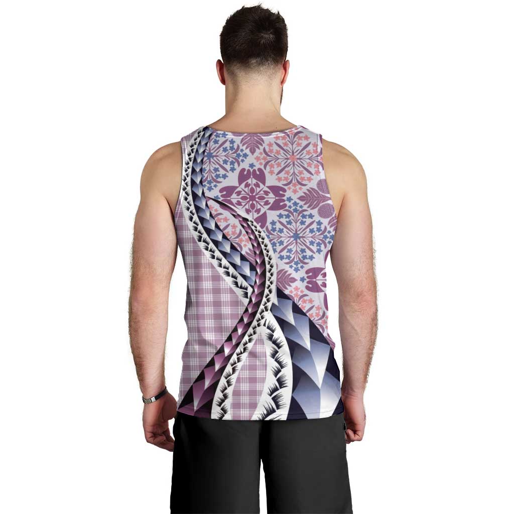 Aloha Vintage Palaka Floral Hawaiian Quilt Men Tank Top Akala Motif - Polynesian Pride
