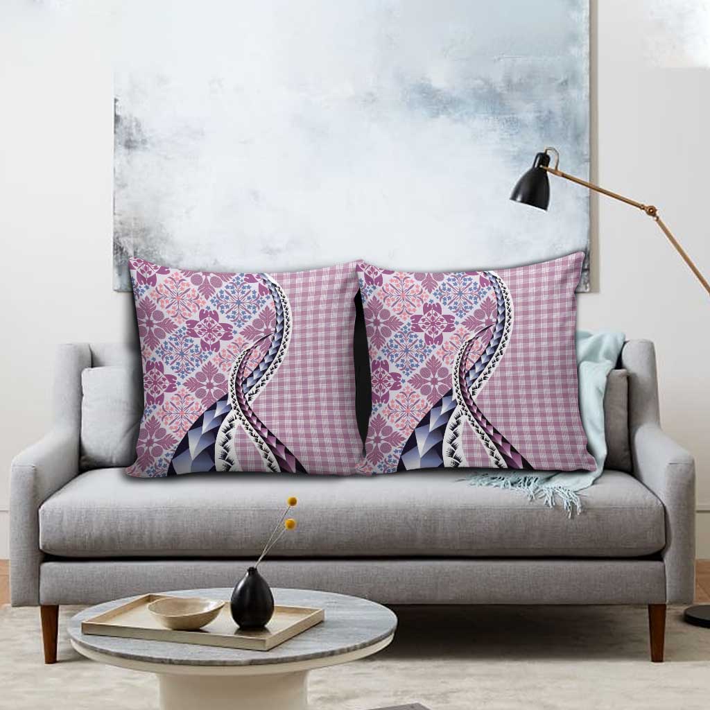 Aloha Vintage Palaka Floral Hawaiian Quilt Pillow Cover Akala Motif - Polynesian Pride