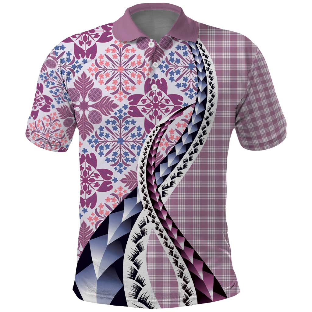 Aloha Vintage Palaka Floral Hawaiian Quilt Polo Shirt Akala Motif - Polynesian Pride