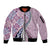 Aloha Vintage Palaka Floral Hawaiian Quilt Sleeve Zip Bomber Jacket Akala Motif - Polynesian Pride
