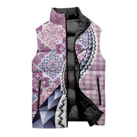 Aloha Vintage Palaka Floral Hawaiian Quilt Sleeveless Puffer Jacket Akala Motif - Polynesian Pride