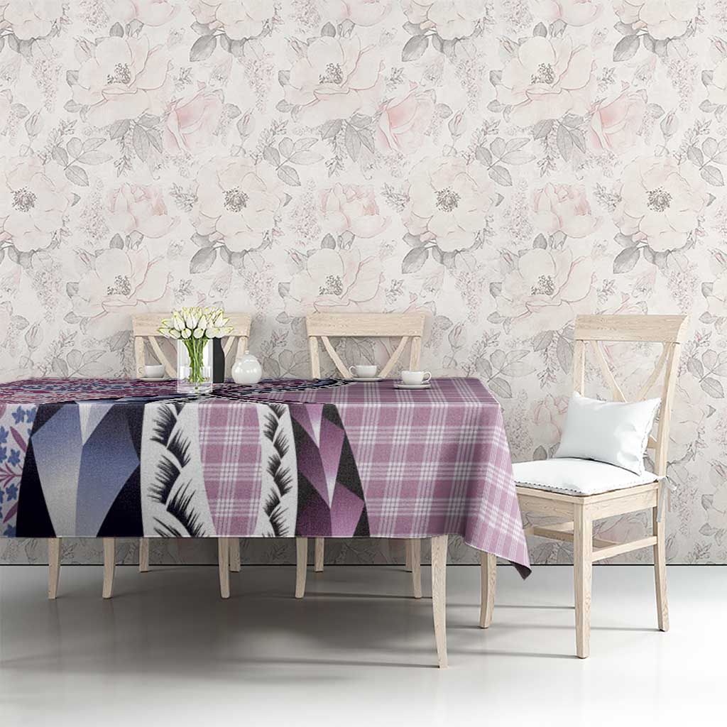 Aloha Vintage Palaka Floral Hawaiian Quilt Tablecloth Akala Motif - Polynesian Pride