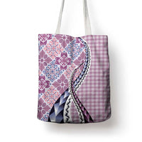 Aloha Vintage Palaka Floral Hawaiian Quilt Tote Bag Akala Motif - Polynesian Pride