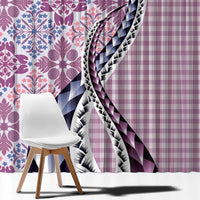 Aloha Vintage Palaka Floral Hawaiian Quilt Window Curtain Akala Motif - Polynesian Pride