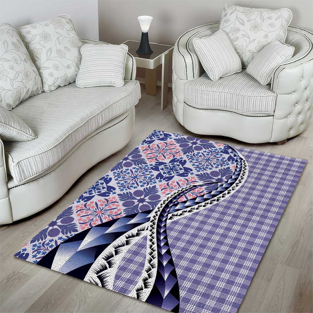 Aloha Vintage Palaka Floral Hawaiian Quilt Area Rug Poni Motif - Polynesian Pride