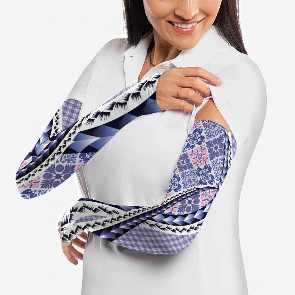 Aloha Vintage Palaka Floral Hawaiian Quilt Arm Sleeves Poni Motif - Polynesian Pride