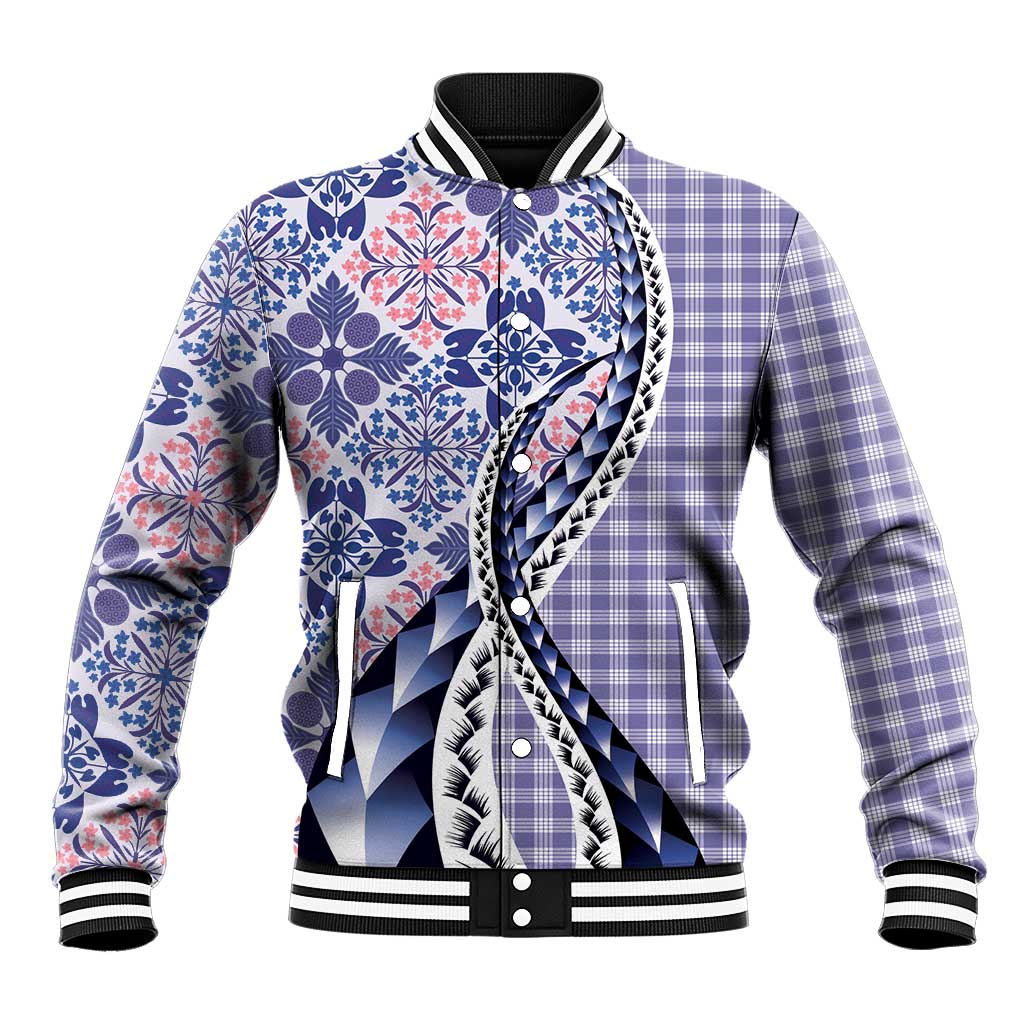 Aloha Vintage Palaka Floral Hawaiian Quilt Baseball Jacket Poni Motif - Polynesian Pride