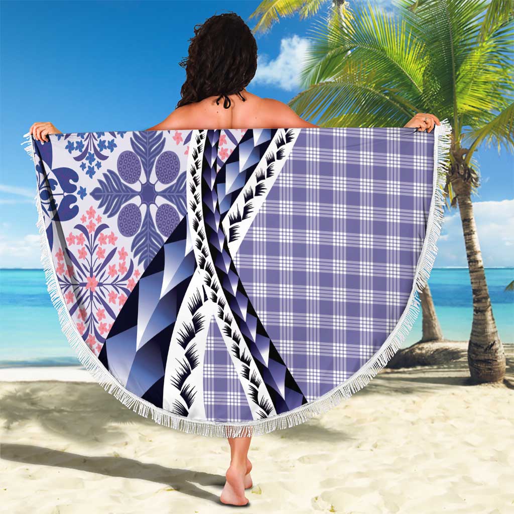 Aloha Vintage Palaka Floral Hawaiian Quilt Beach Blanket Poni Motif - Polynesian Pride