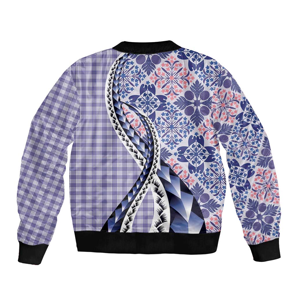 Aloha Vintage Palaka Floral Hawaiian Quilt Bomber Jacket Poni Motif - Polynesian Pride