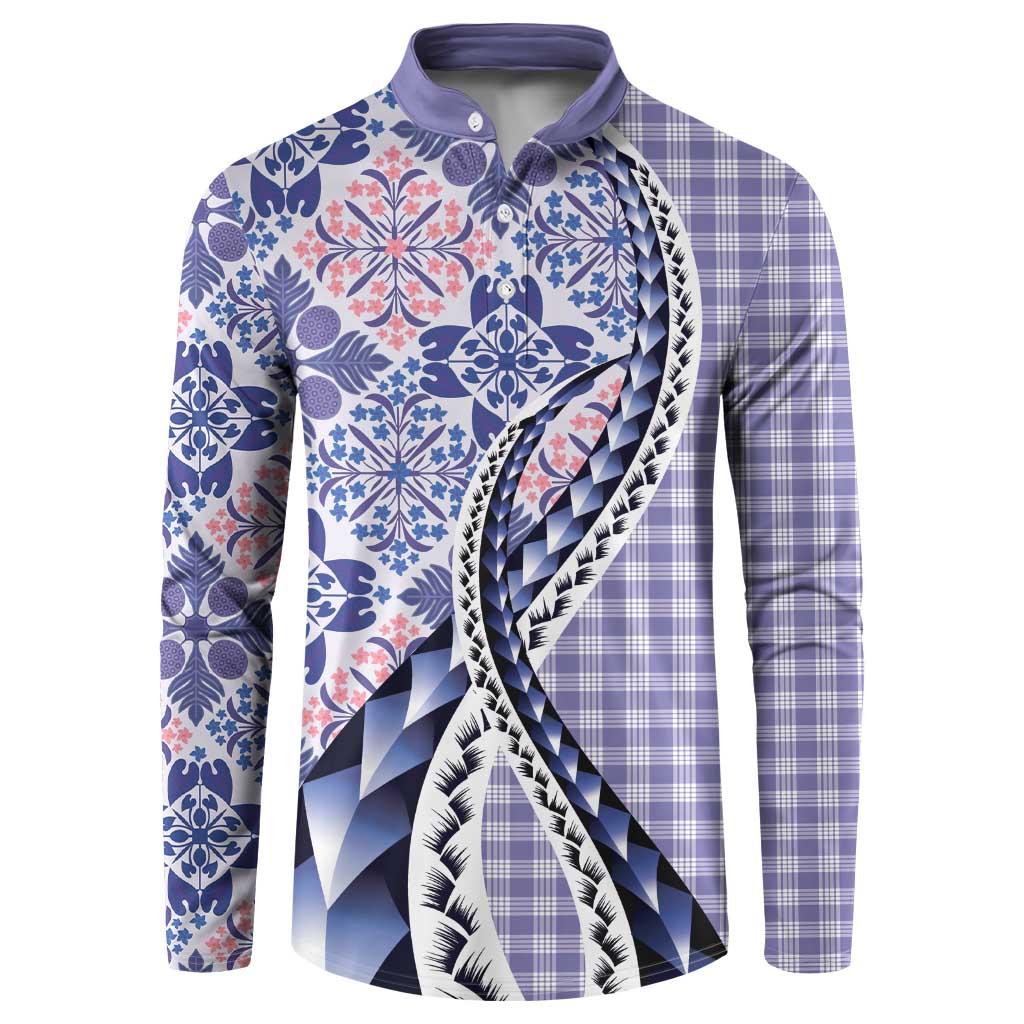 Aloha Vintage Palaka Floral Hawaiian Quilt Button Sweatshirt Poni Motif - Polynesian Pride