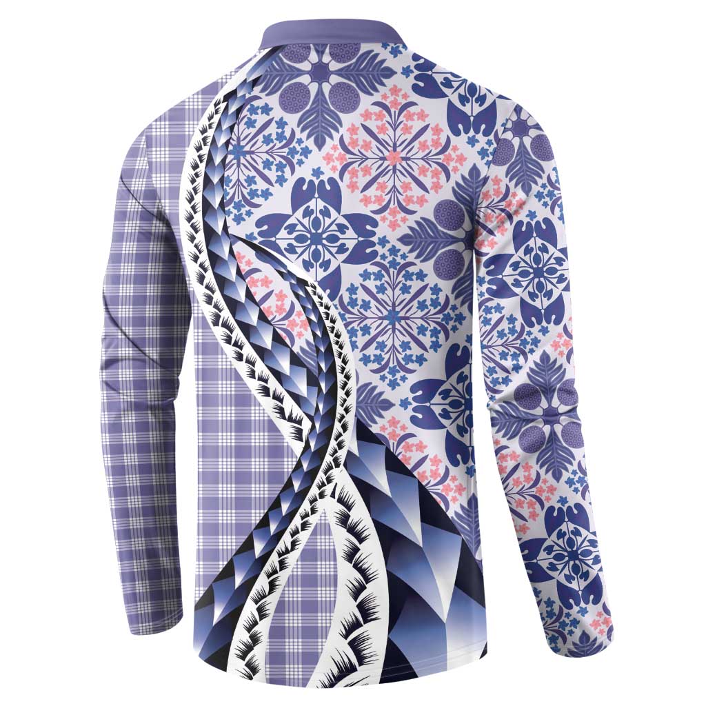 Aloha Vintage Palaka Floral Hawaiian Quilt Button Sweatshirt Poni Motif - Polynesian Pride