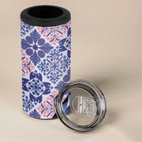 Aloha Vintage Palaka Floral Hawaiian Quilt 4 in 1 Can Cooler Tumbler Poni Motif - Polynesian Pride