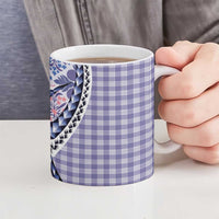 Aloha Vintage Palaka Floral Hawaiian Quilt Ceramic Mug Poni Motif - Polynesian Pride