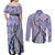 Aloha Vintage Palaka Floral Hawaiian Quilt Couples Matching Off Shoulder Maxi Dress and Long Sleeve Button Shirt Poni Motif - Polynesian Pride