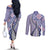 Aloha Vintage Palaka Floral Hawaiian Quilt Couples Matching Off The Shoulder Long Sleeve Dress and Long Sleeve Button Shirt Poni Motif - Polynesian Pride