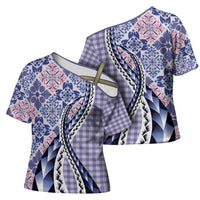 Aloha Vintage Palaka Floral Hawaiian Quilt Cross Shoulder Shirt Poni Motif - Polynesian Pride